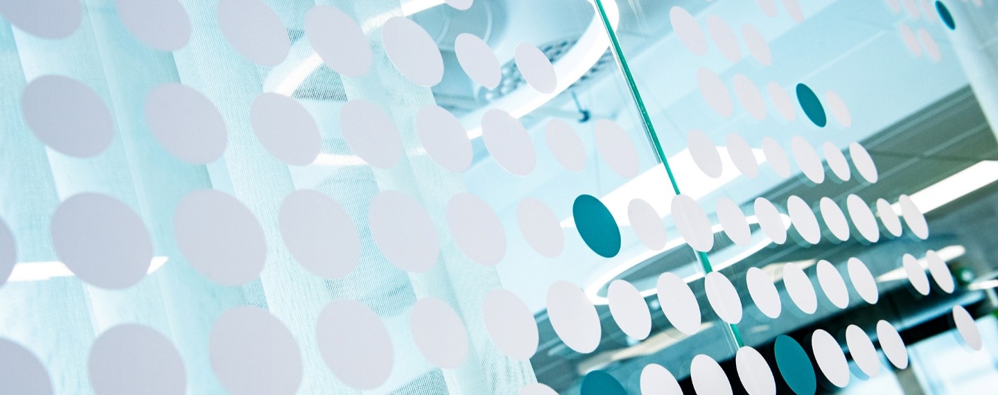 Circle shapes on a glass surface.